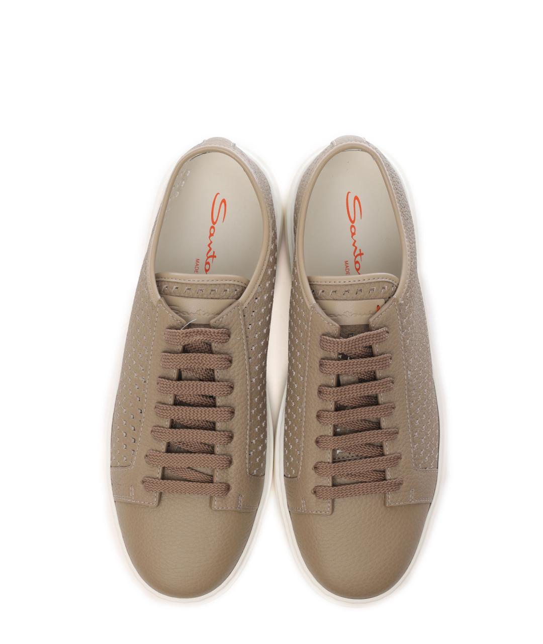 SANTONI Бежевые низкие кроссовки / кеды, фото 5
