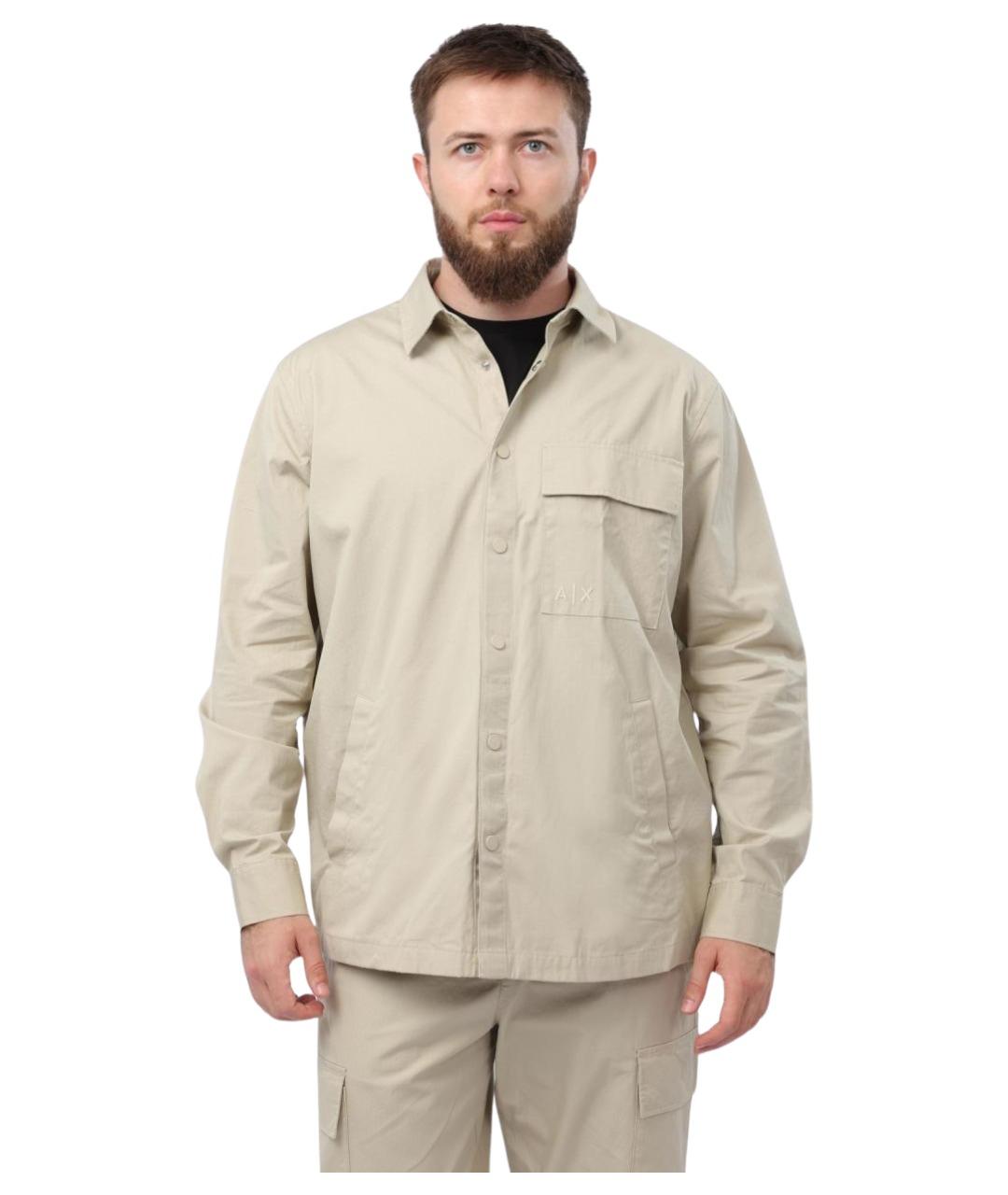 ARMANI EXCHANGE Бежевая хлопковая кэжуал рубашка, фото 1