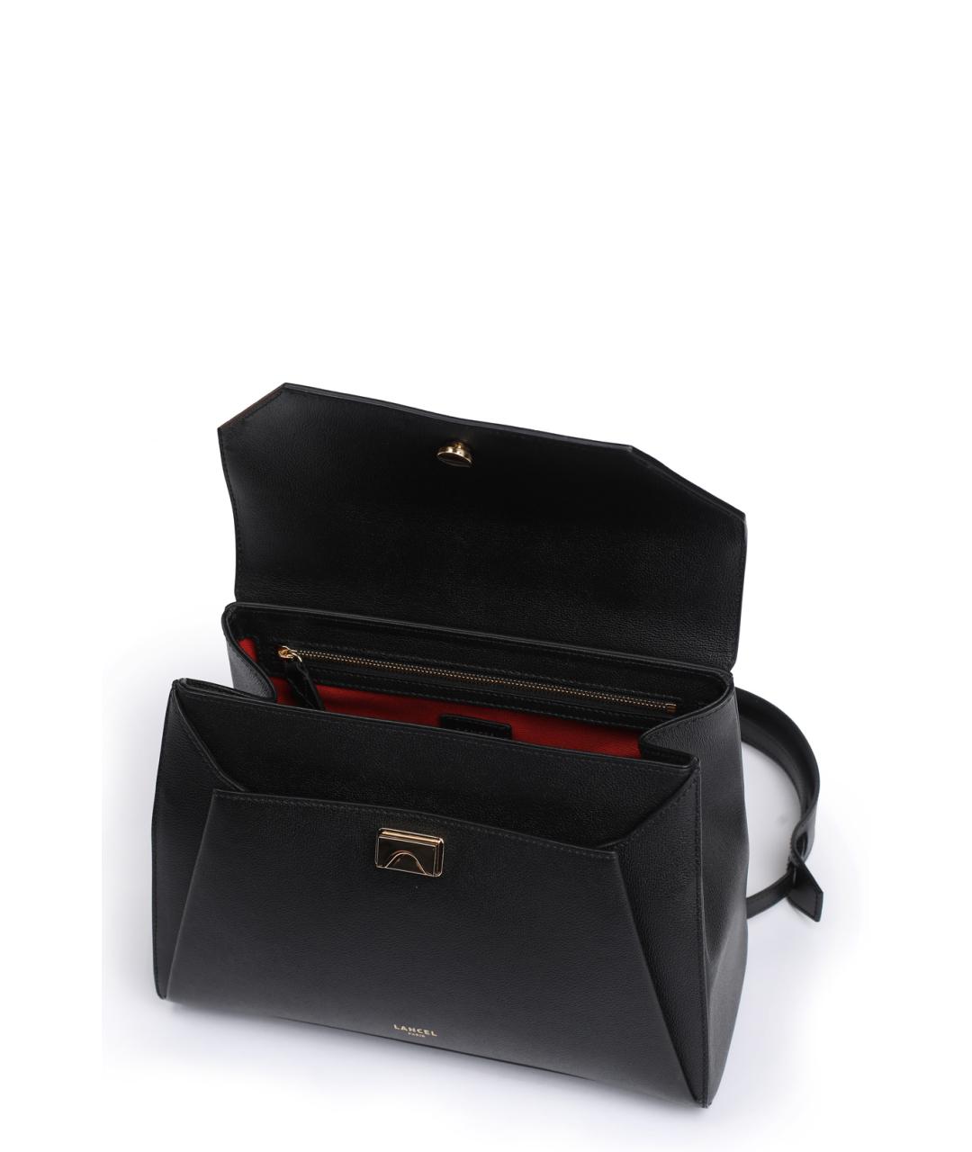 LANCEL Черная кожаная сумка с короткими ручками, фото 4