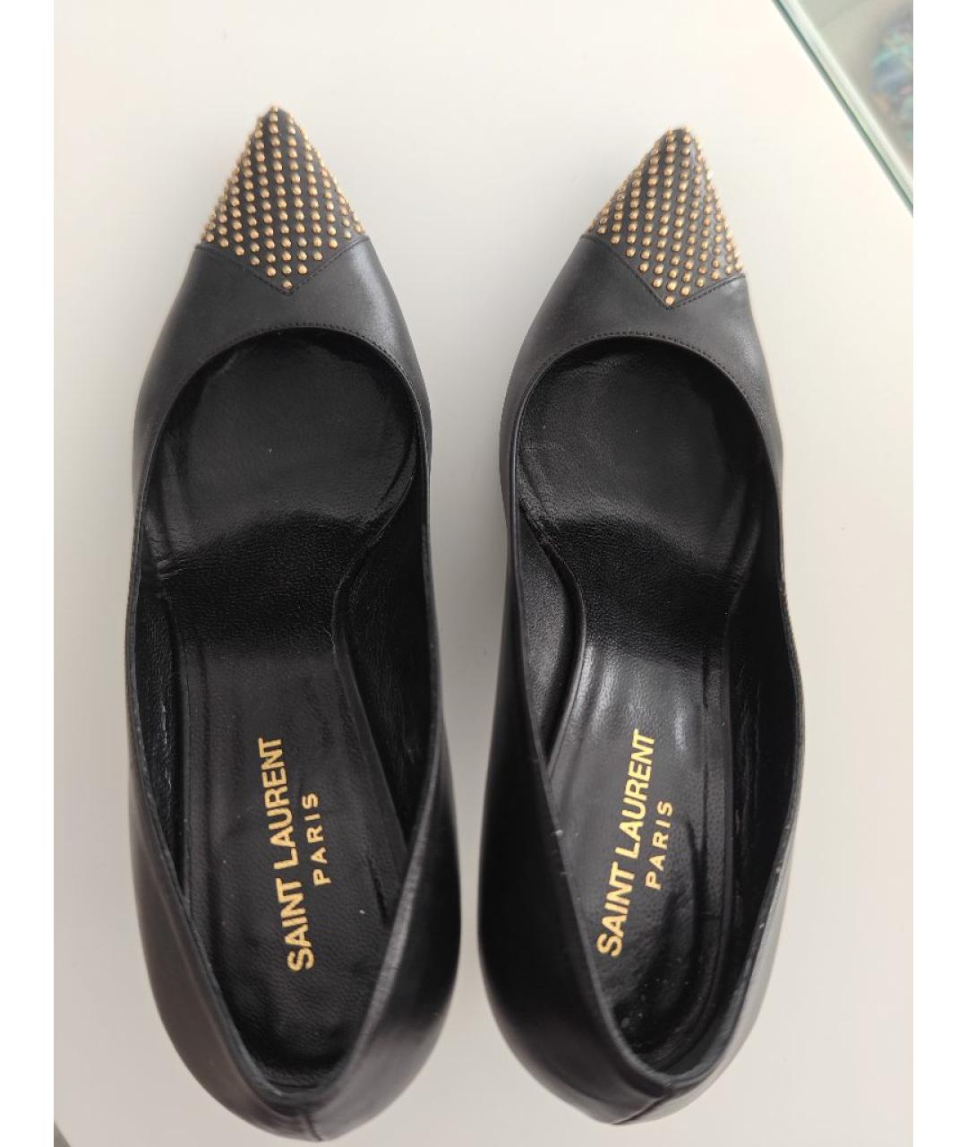 SAINT LAURENT Черные кожаные туфли, фото 4