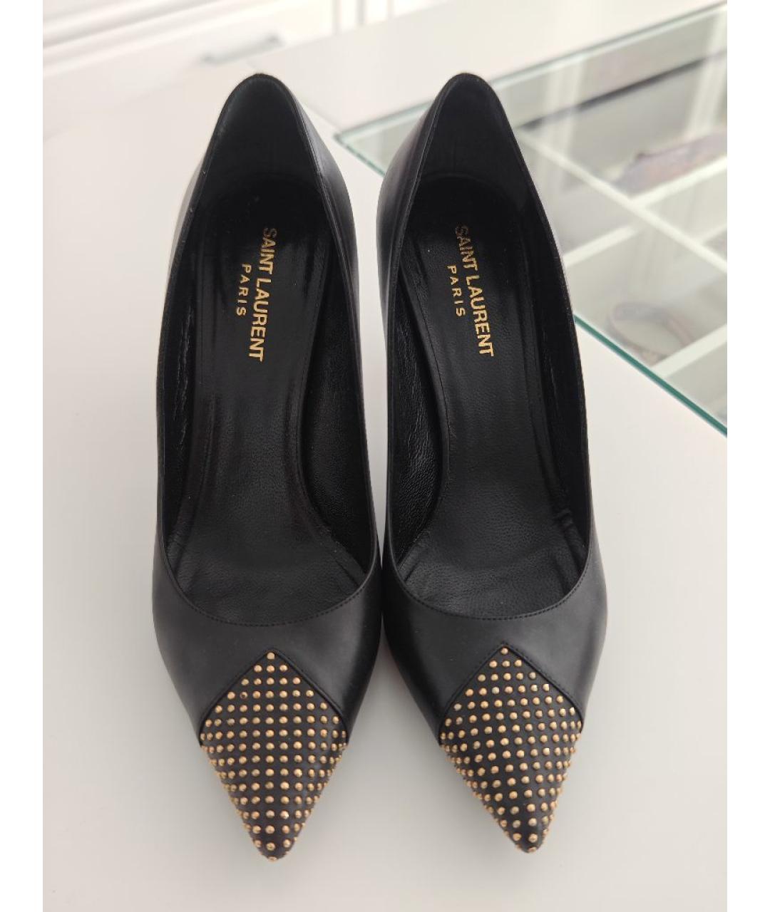 SAINT LAURENT Черные кожаные туфли, фото 2