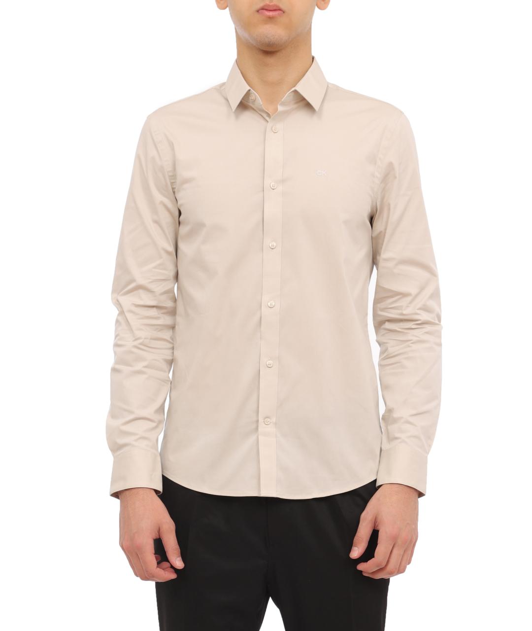CALVIN KLEIN Бежевая хлопковая кэжуал рубашка, фото 1