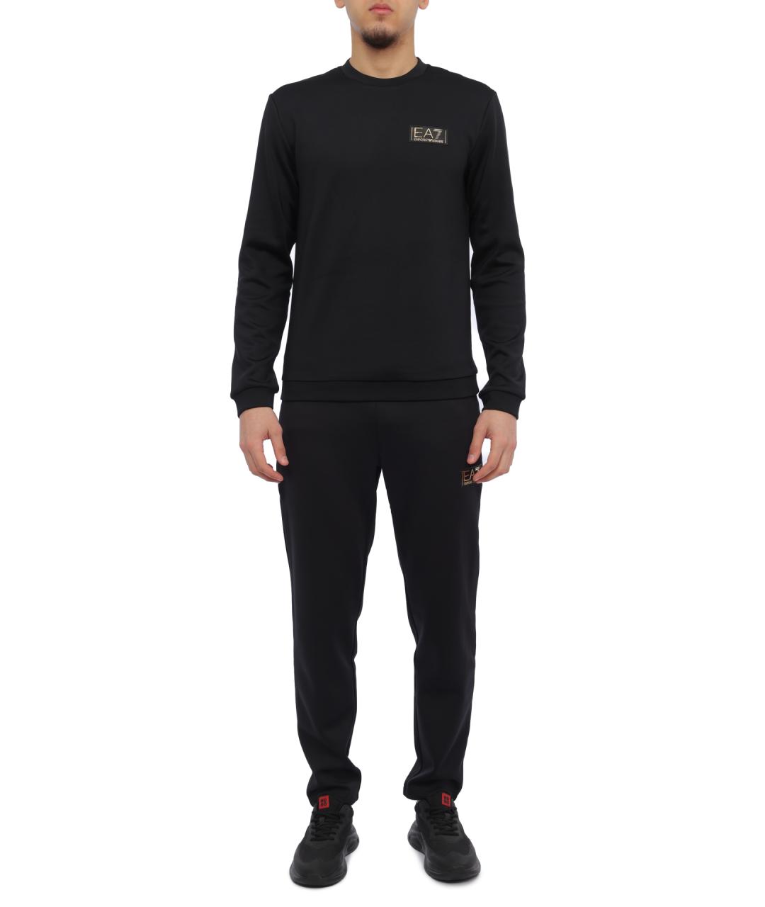 EA7 Черные полиэстеровые повседневные брюки, фото 2