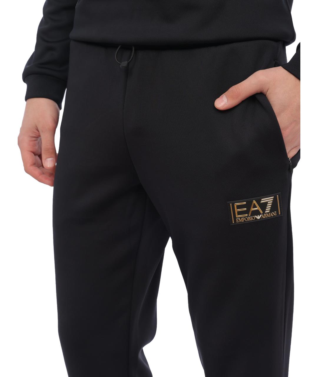 EA7 Черные полиэстеровые повседневные брюки, фото 5
