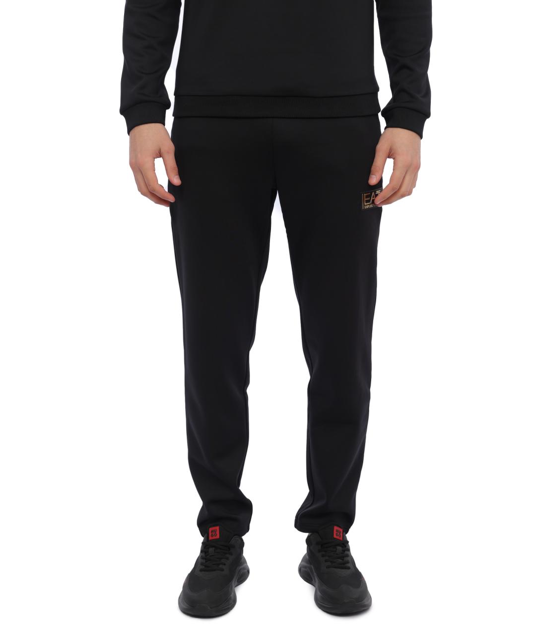 EA7 Черные полиэстеровые повседневные брюки, фото 1