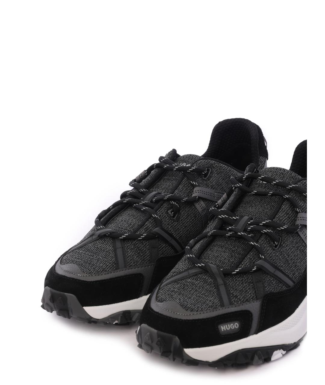 HUGO Черные текстильные низкие кроссовки / кеды, фото 6