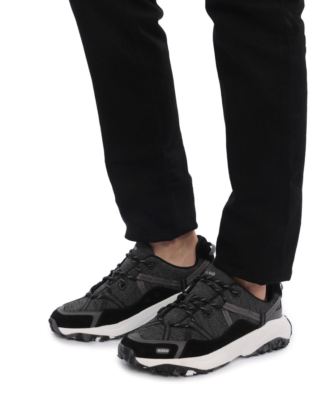 HUGO Черные текстильные низкие кроссовки / кеды, фото 7
