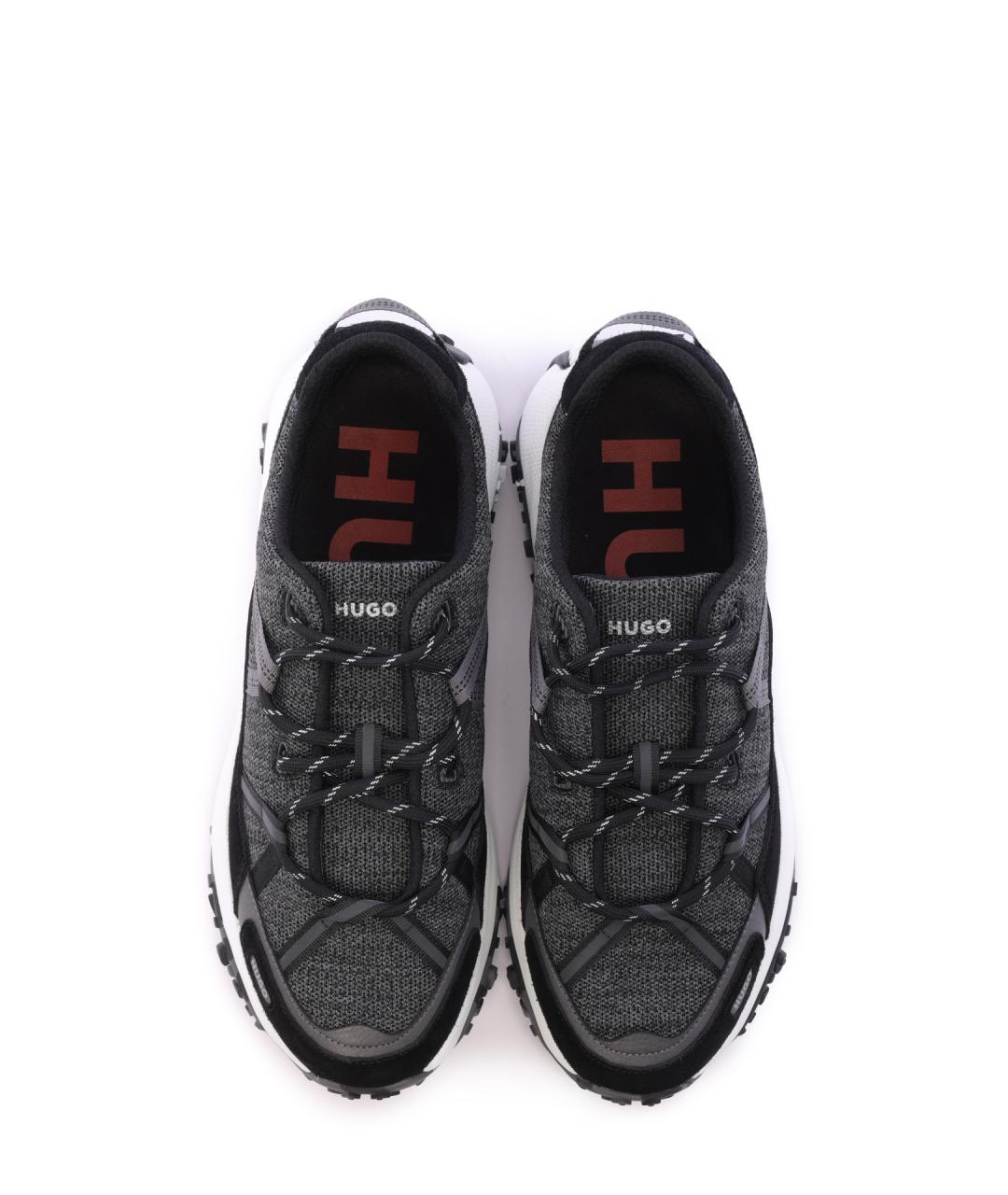 HUGO Черные текстильные низкие кроссовки / кеды, фото 5