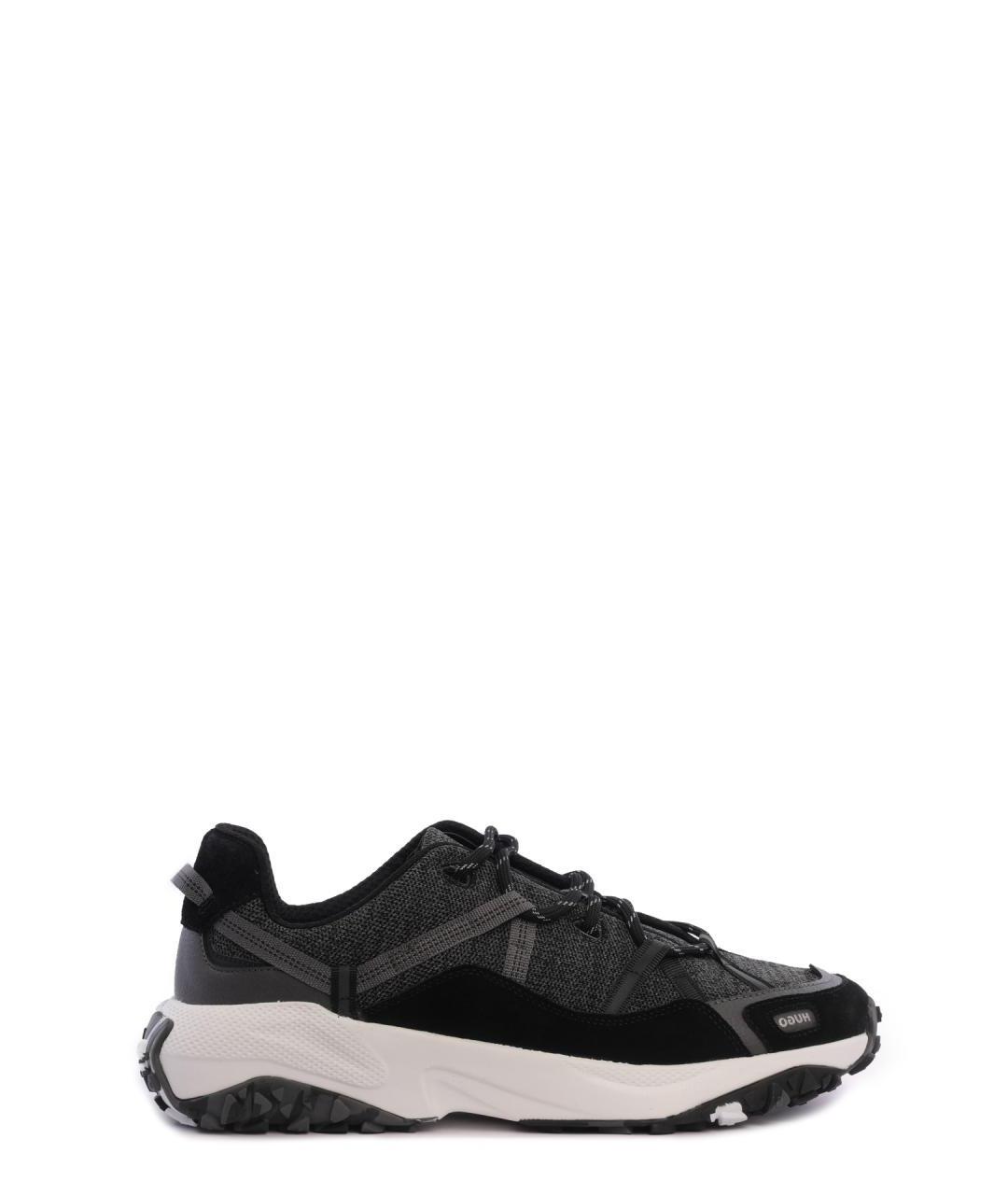 HUGO Черные текстильные низкие кроссовки / кеды, фото 1