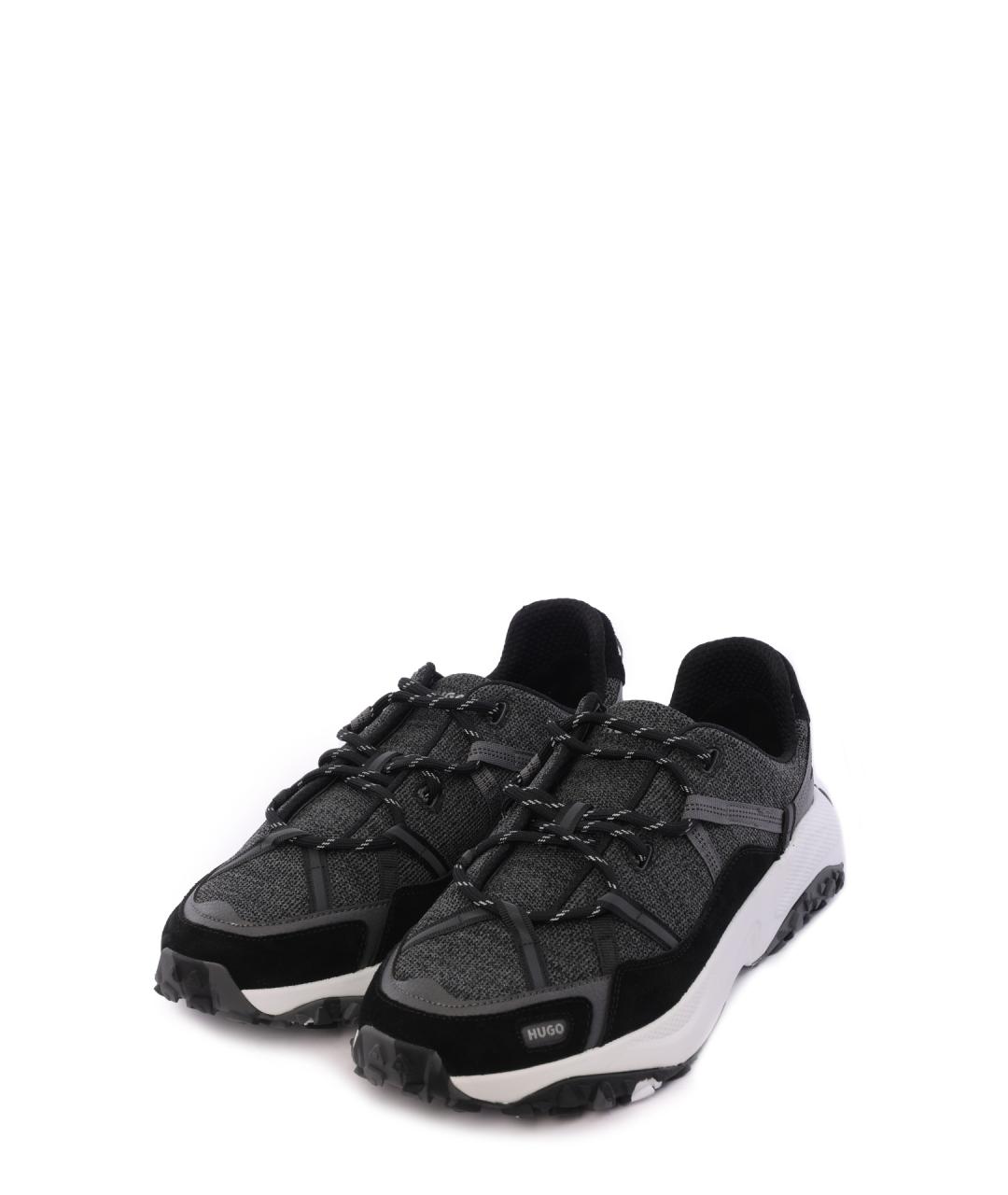 HUGO Черные текстильные низкие кроссовки / кеды, фото 2