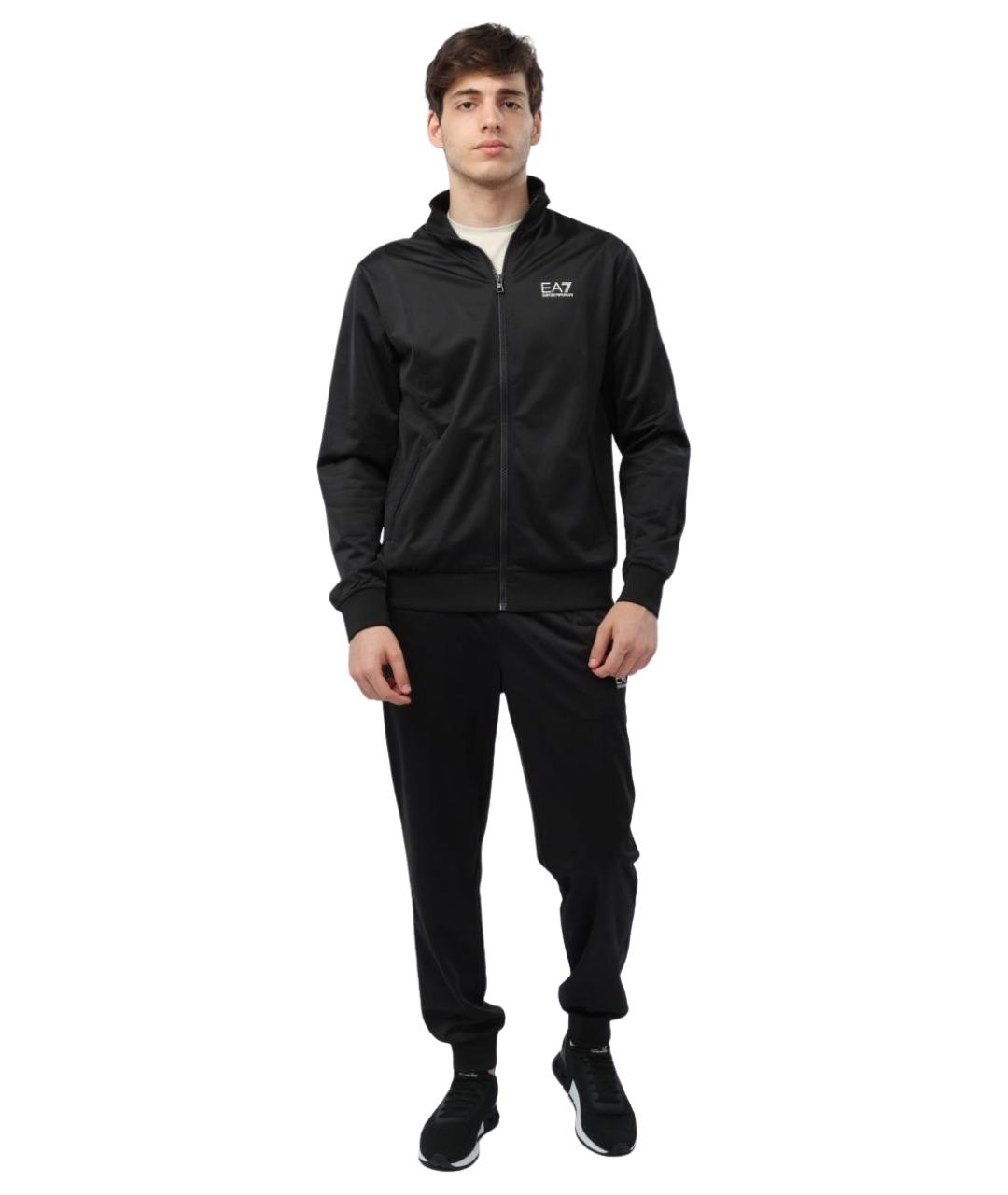 EA7 Черный полиэстеровый спортивный костюм, фото 1