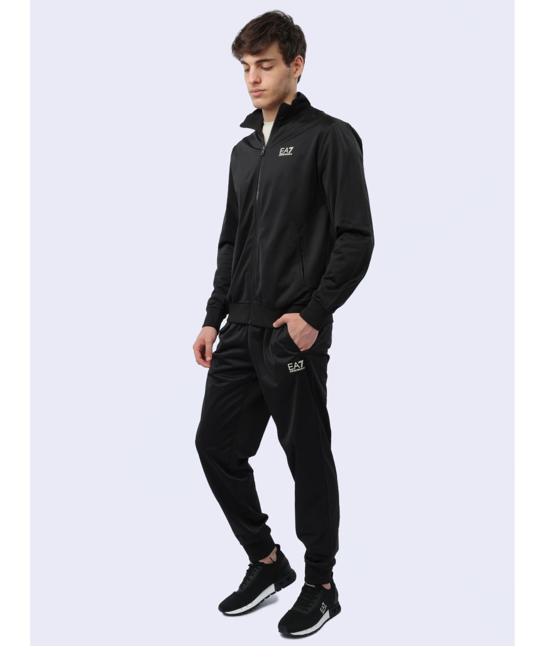 EA7 Черный полиэстеровый спортивный костюм, фото 4