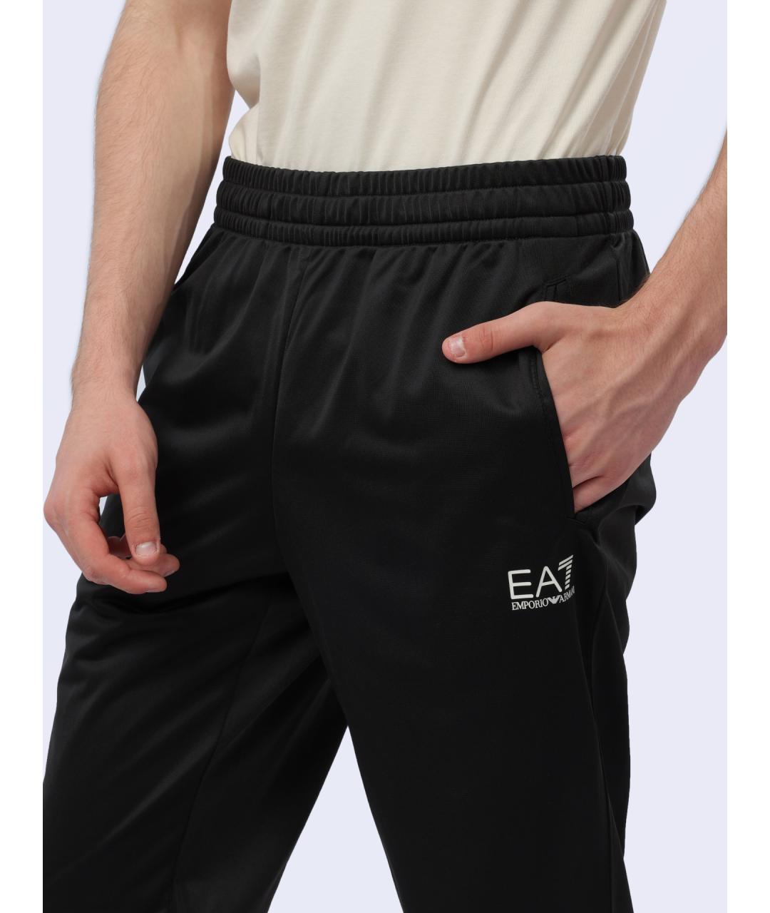 EA7 Черный полиэстеровый спортивный костюм, фото 8