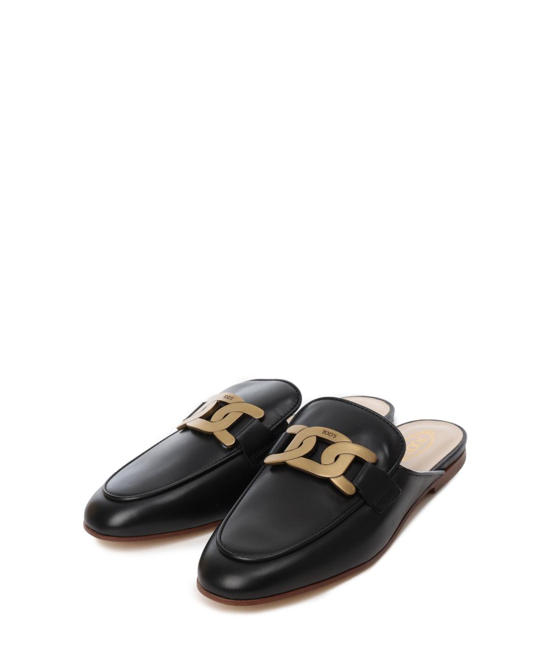 TOD'S Черные кожаные мюли, фото 2