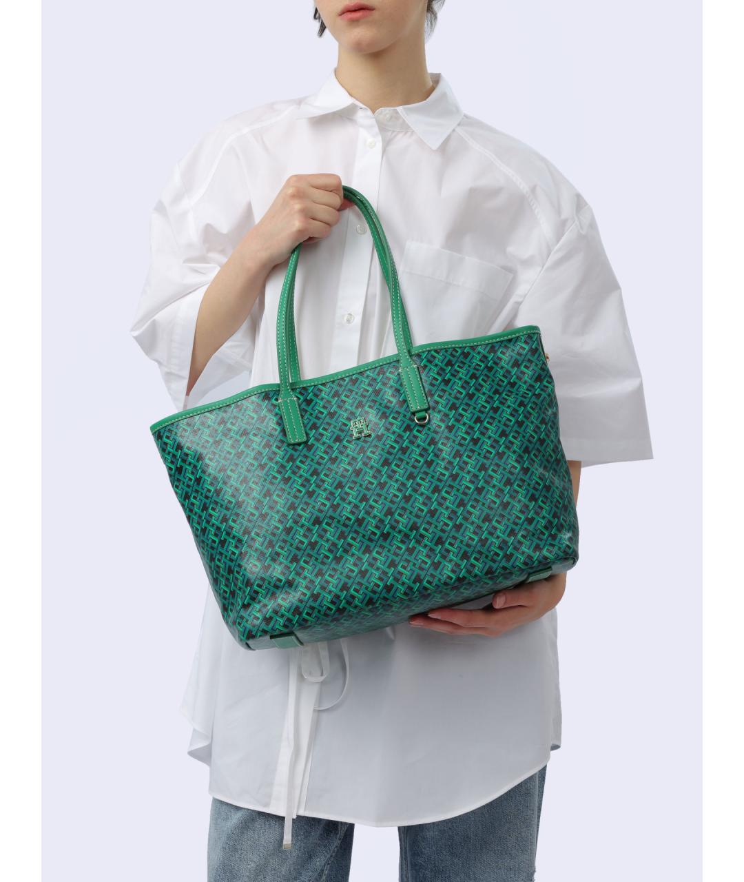 TOMMY HILFIGER Бирюзовая сумка тоут, фото 7