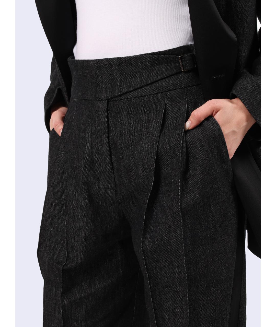BRUNELLO CUCINELLI Черные хлопковые прямые брюки, фото 5