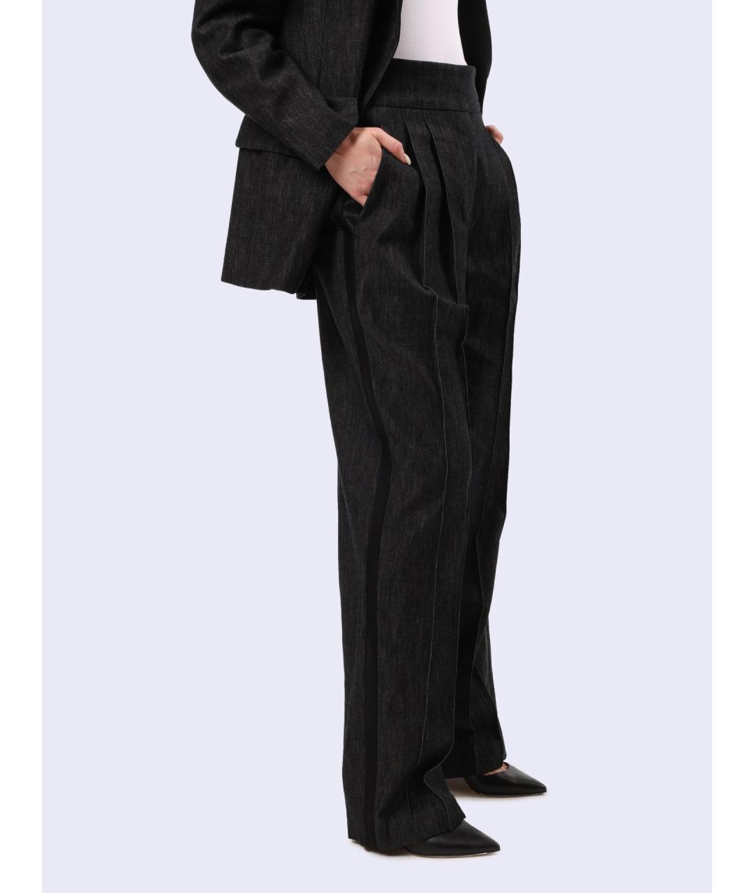 BRUNELLO CUCINELLI Черные хлопковые прямые брюки, фото 4