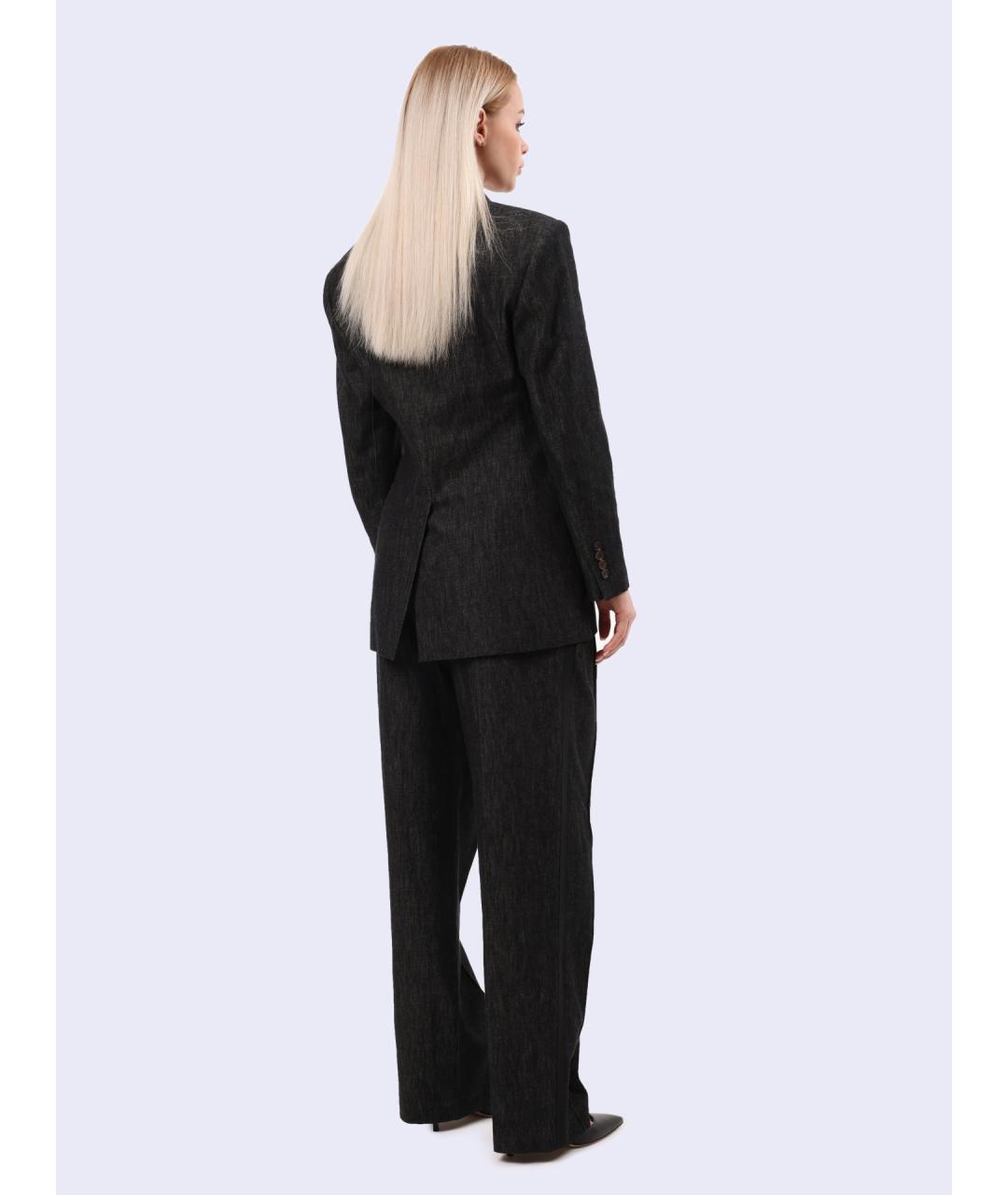 BRUNELLO CUCINELLI Черные хлопковые прямые брюки, фото 3