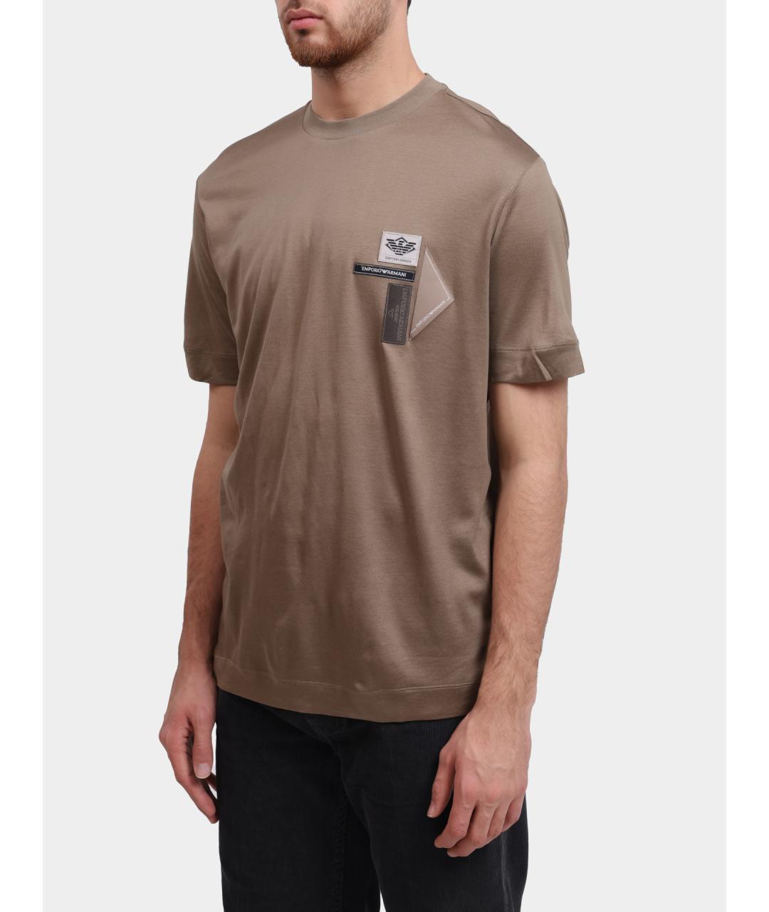 EMPORIO ARMANI Бежевая футболка, фото 3