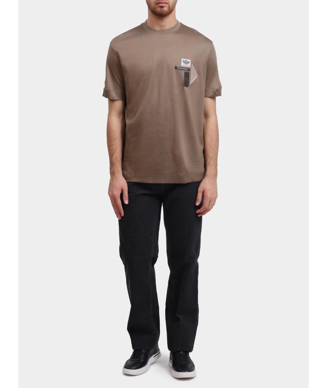 EMPORIO ARMANI Бежевая футболка, фото 2