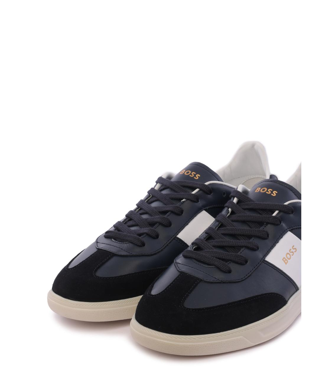 HUGO BOSS Черные кожаные низкие кроссовки / кеды, фото 5
