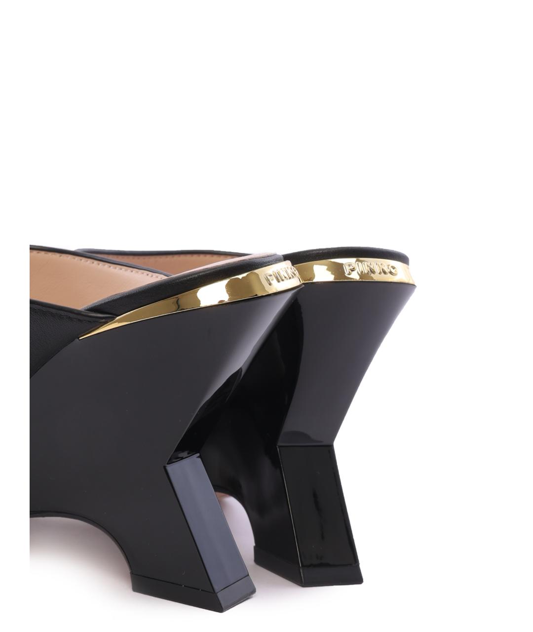 PINKO Черные кожаные сабо, фото 5