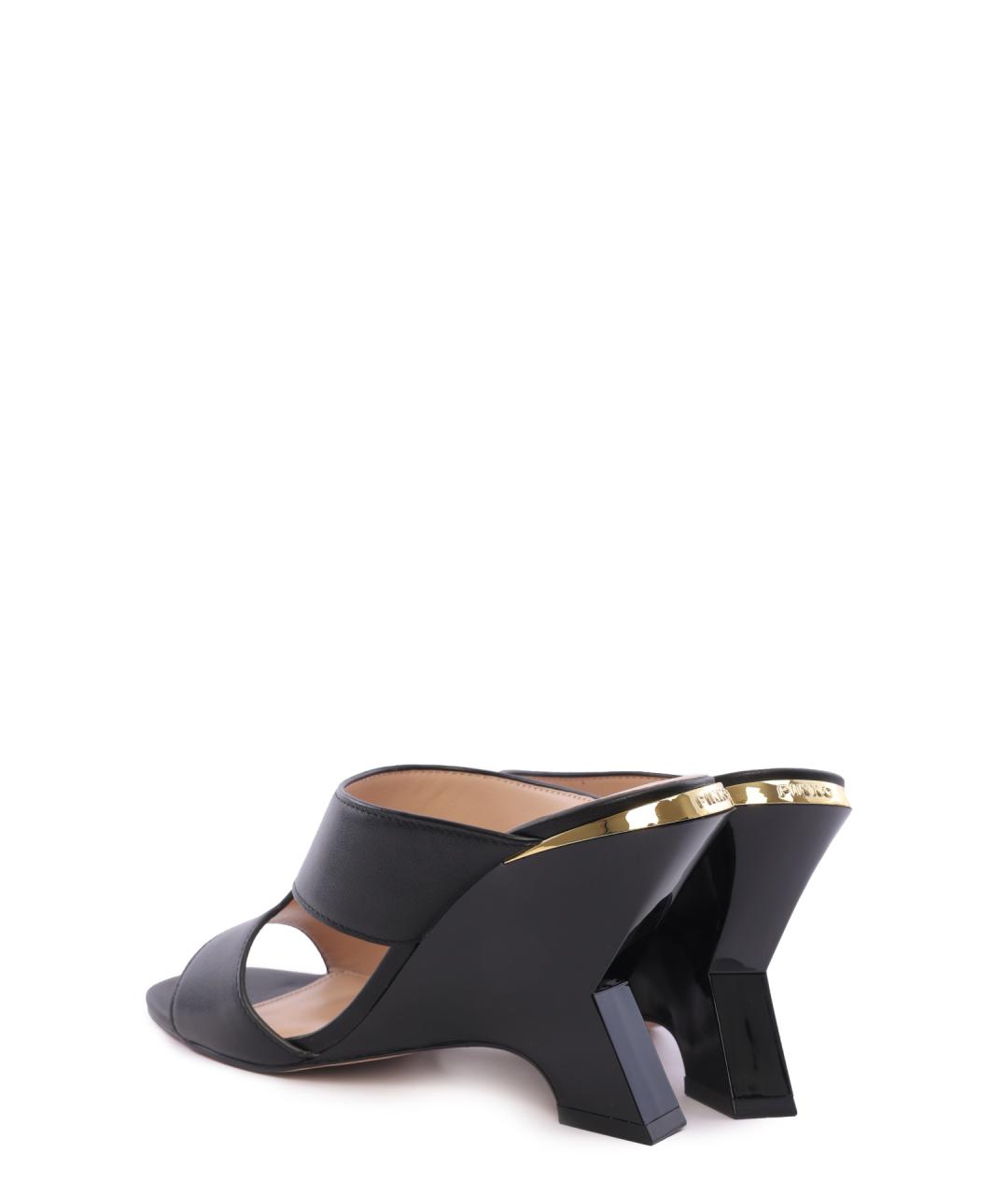 PINKO Черные кожаные сабо, фото 3