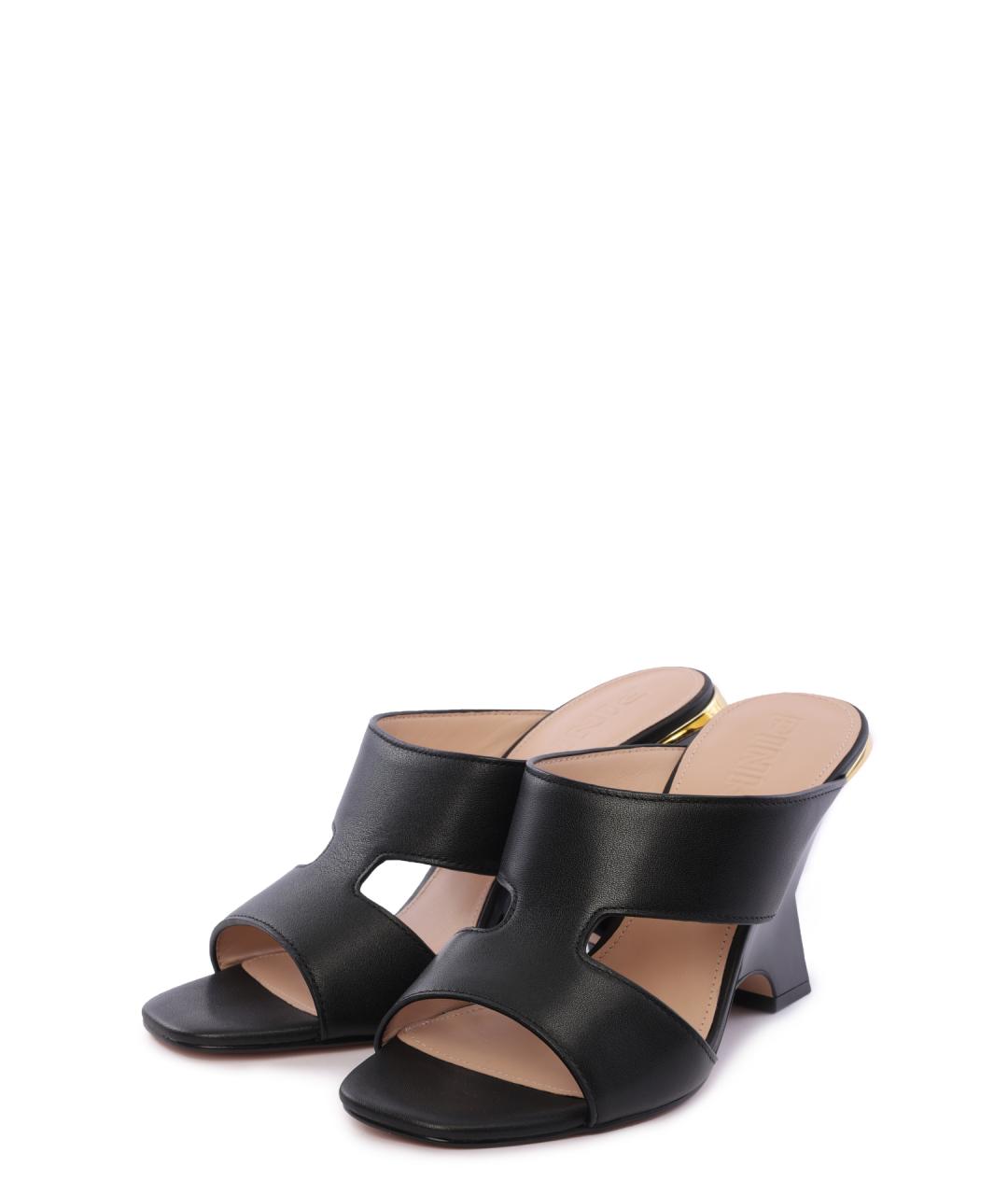 PINKO Черные кожаные сабо, фото 2