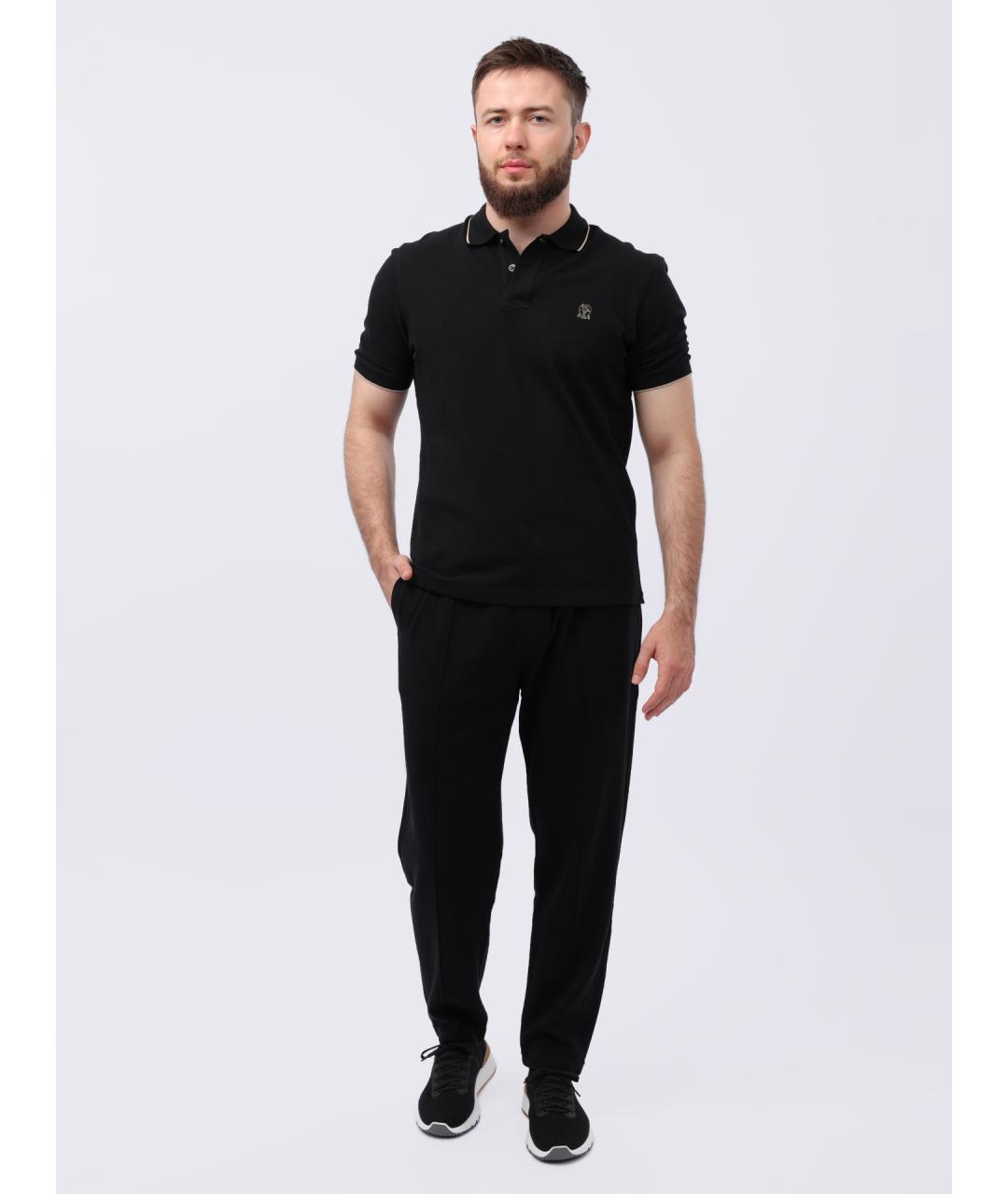 BRUNELLO CUCINELLI Черное хлопковое поло с коротким рукавом, фото 2