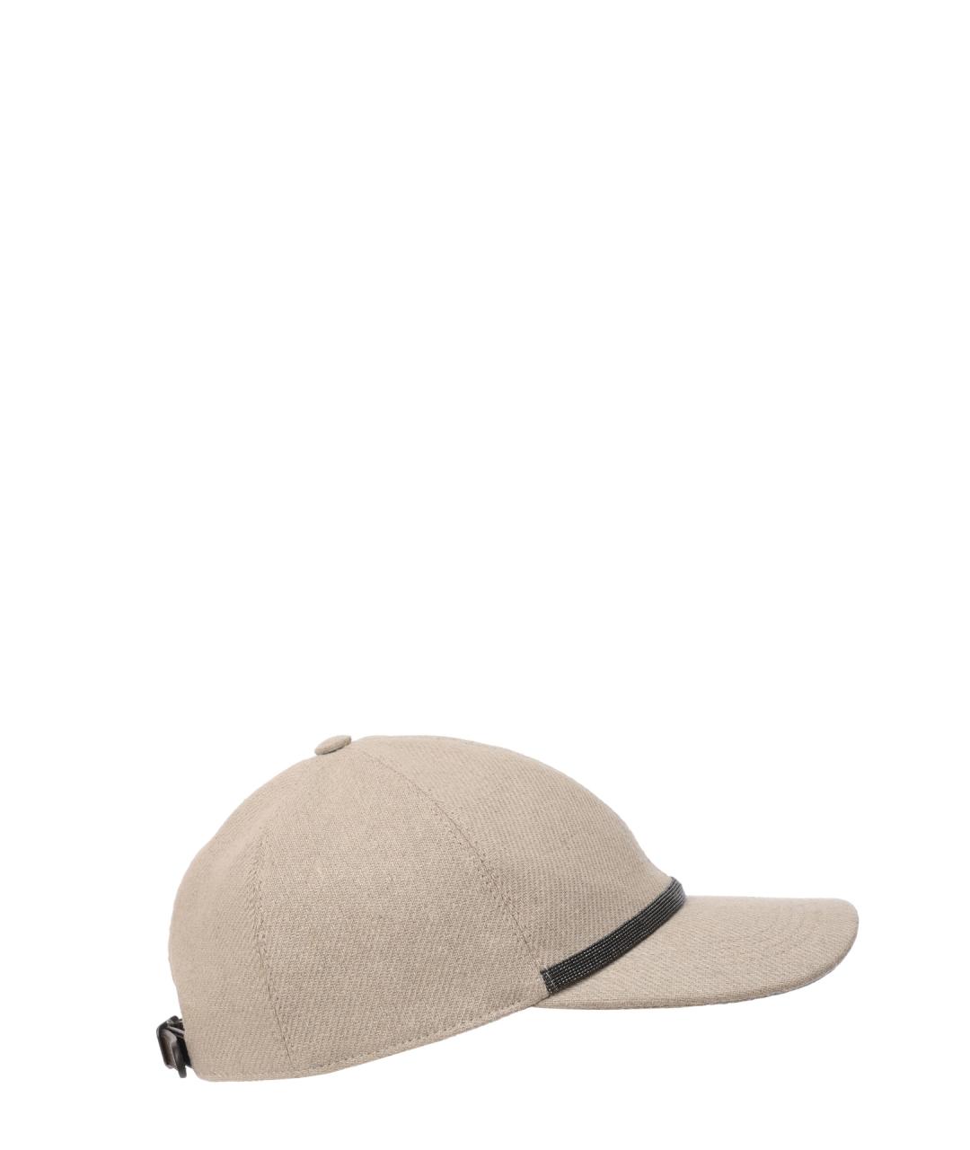 BRUNELLO CUCINELLI Бежевая льняная кепка, фото 3