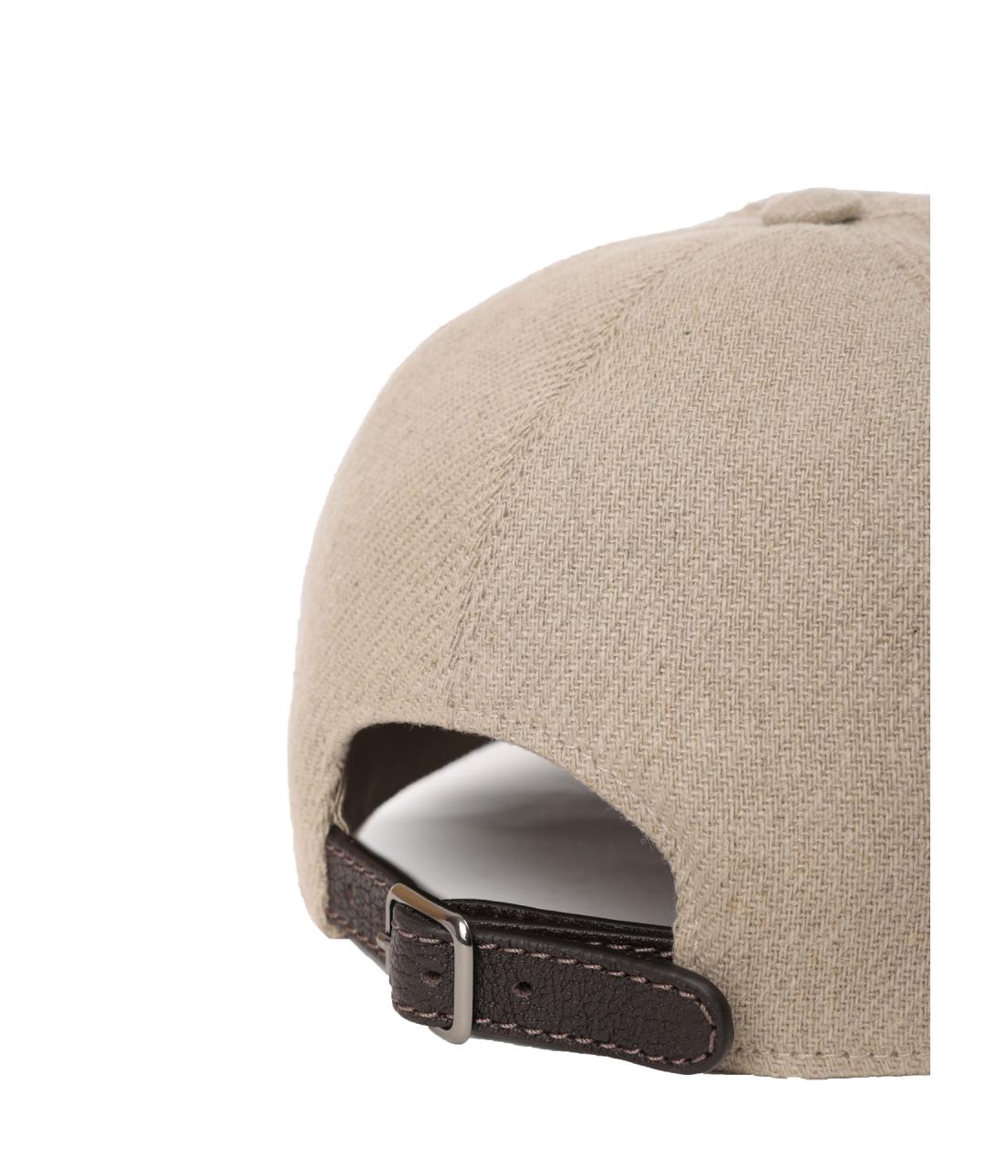 BRUNELLO CUCINELLI Бежевая льняная кепка, фото 4