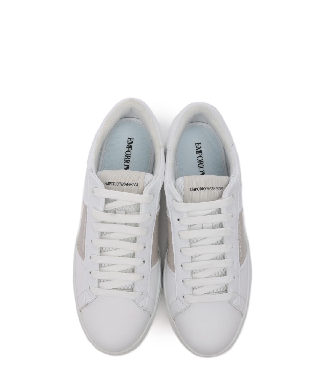 EMPORIO ARMANI Белые кожаные низкие кроссовки / кеды, фото 4