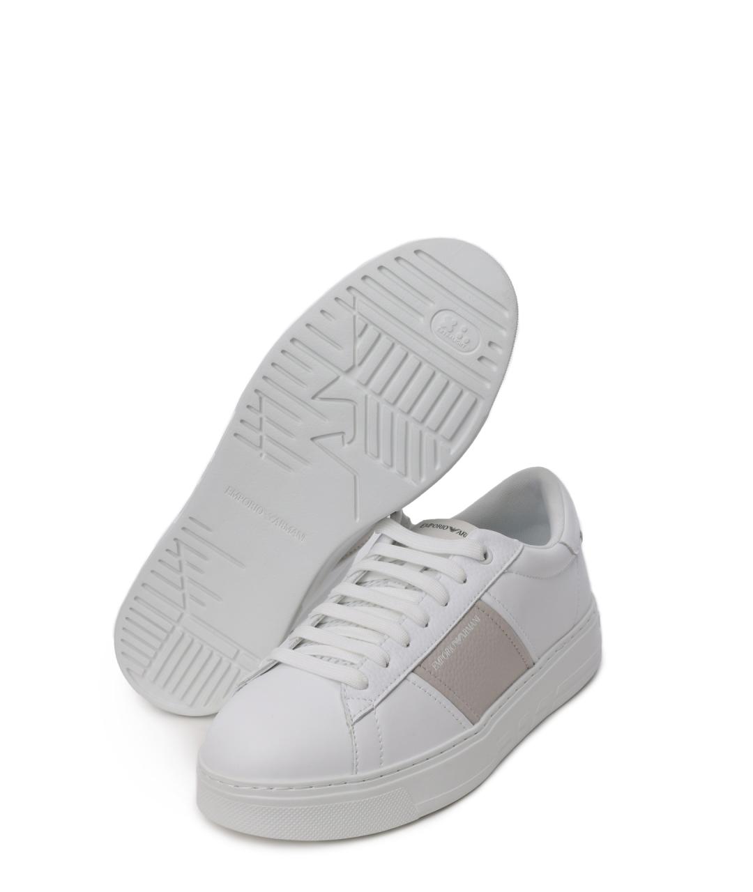 EMPORIO ARMANI Белые кожаные низкие кроссовки / кеды, фото 5