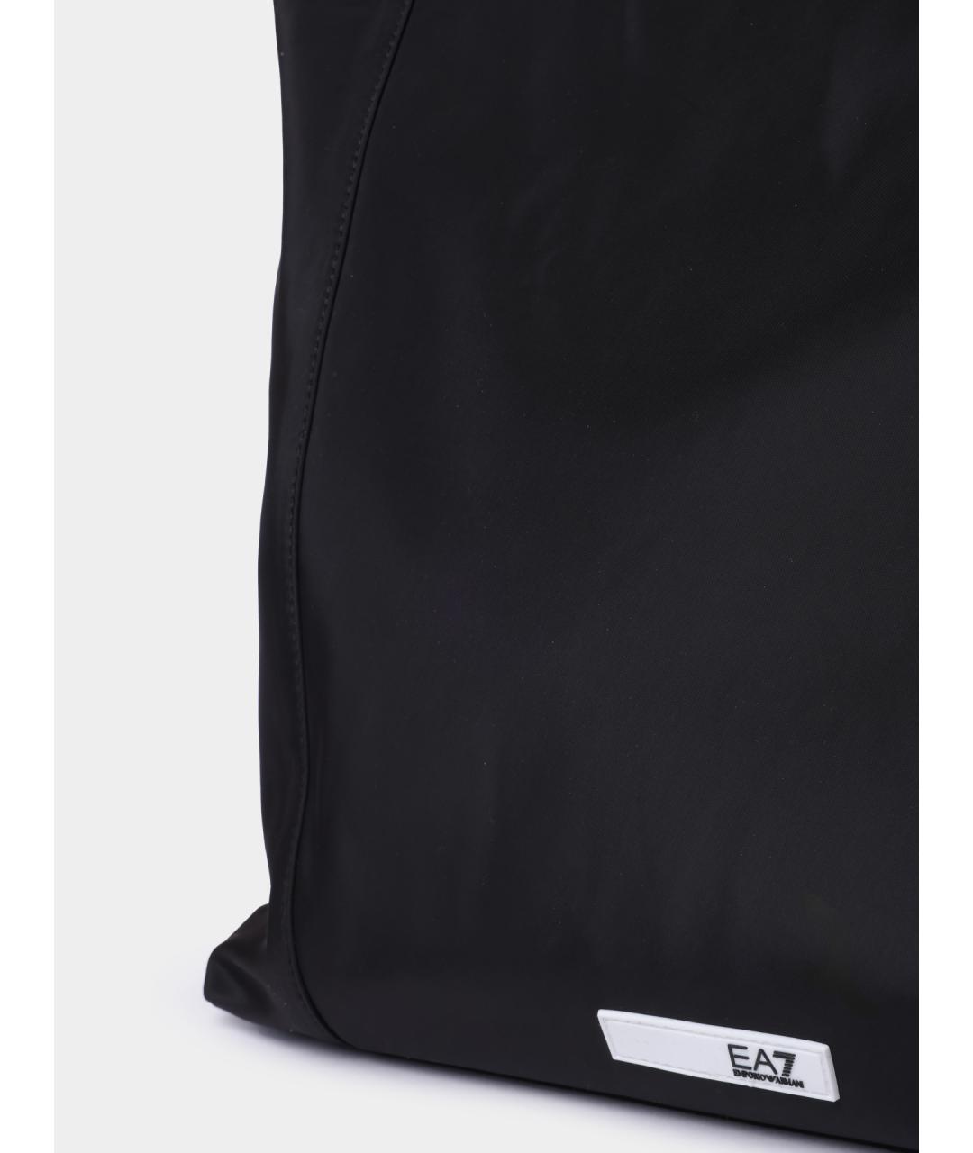 EA7 Черная тканевая сумка тоут, фото 3