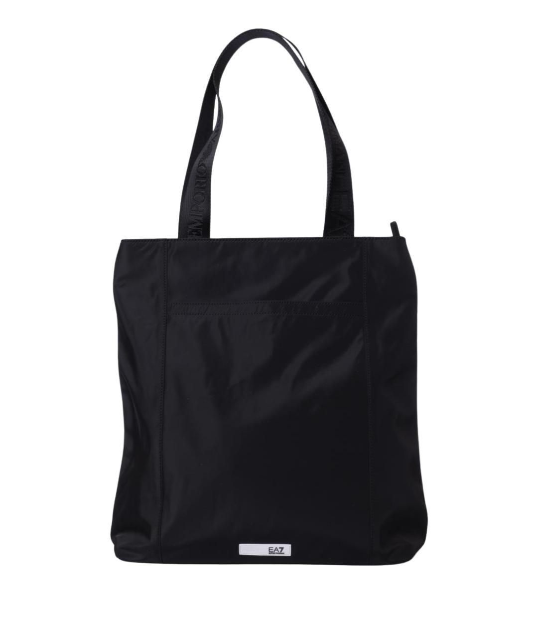 EA7 Черная тканевая сумка тоут, фото 1