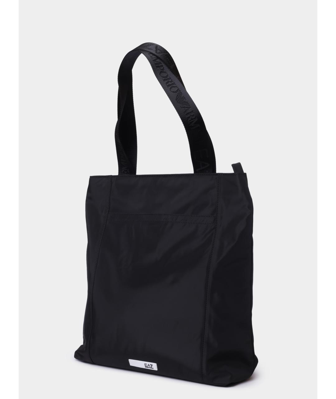 EA7 Черная тканевая сумка тоут, фото 2