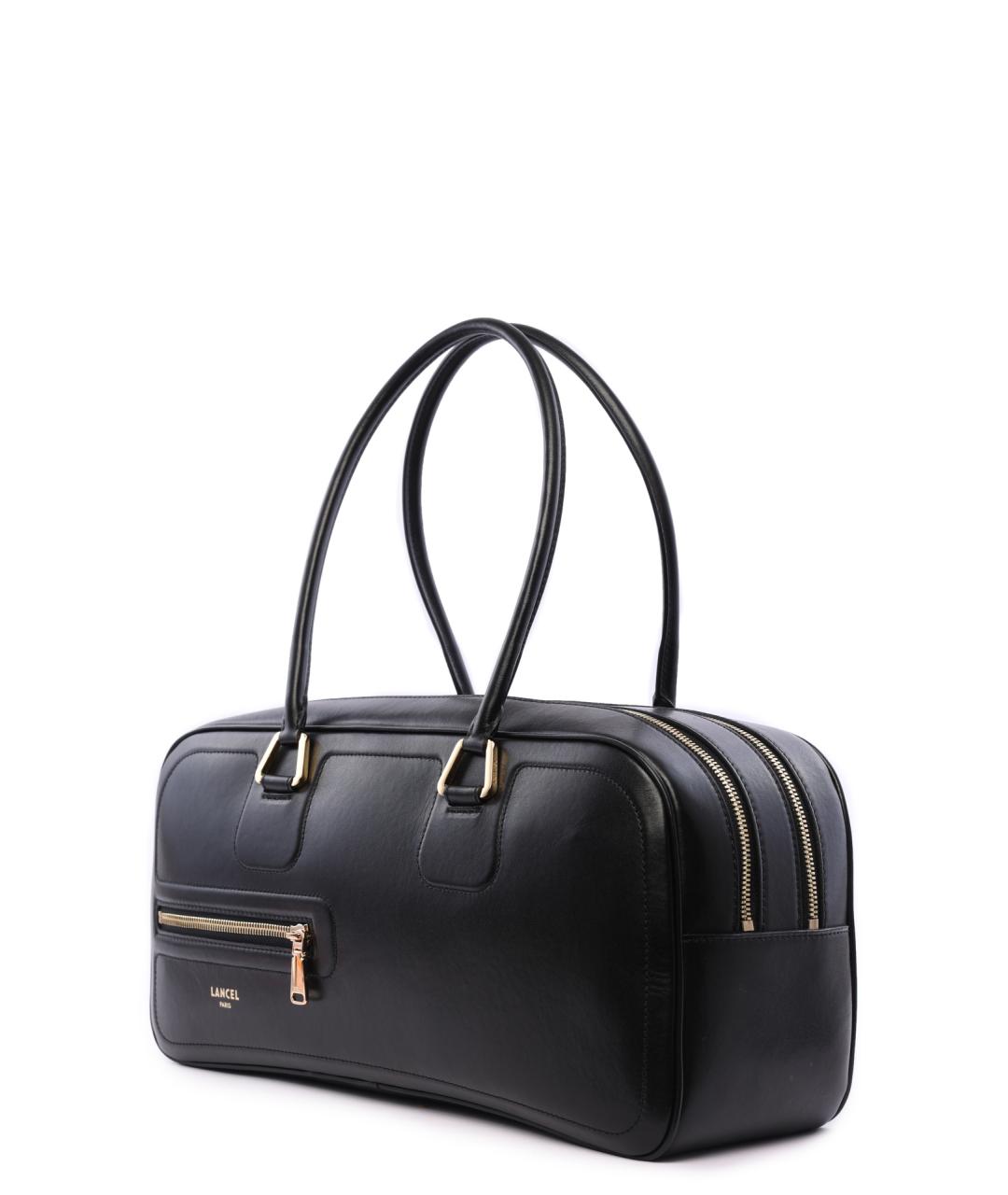 LANCEL Черная кожаная сумка через плечо, фото 3