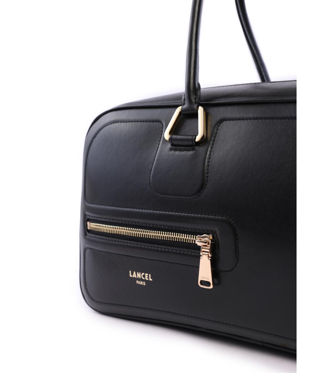 LANCEL Черная кожаная сумка через плечо, фото 5