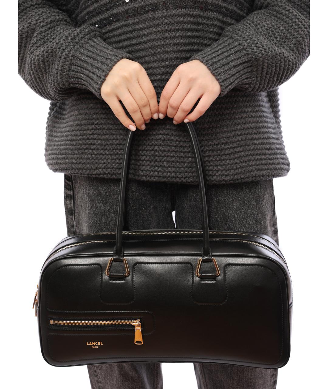 LANCEL Черная кожаная сумка через плечо, фото 2