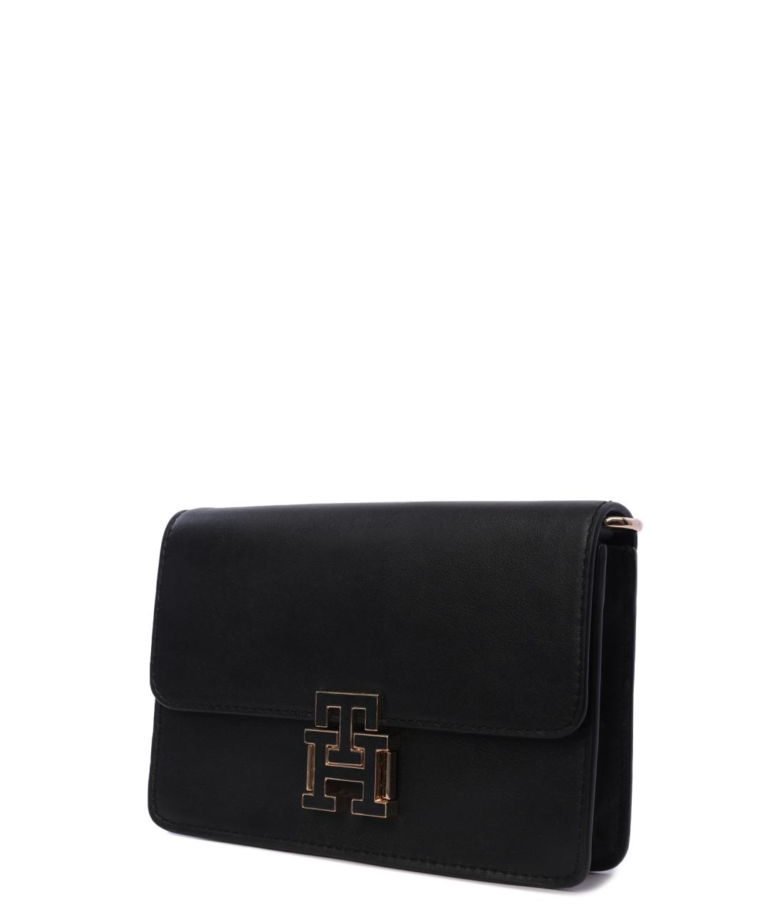 TOMMY HILFIGER Черная кожаная сумка через плечо, фото 4