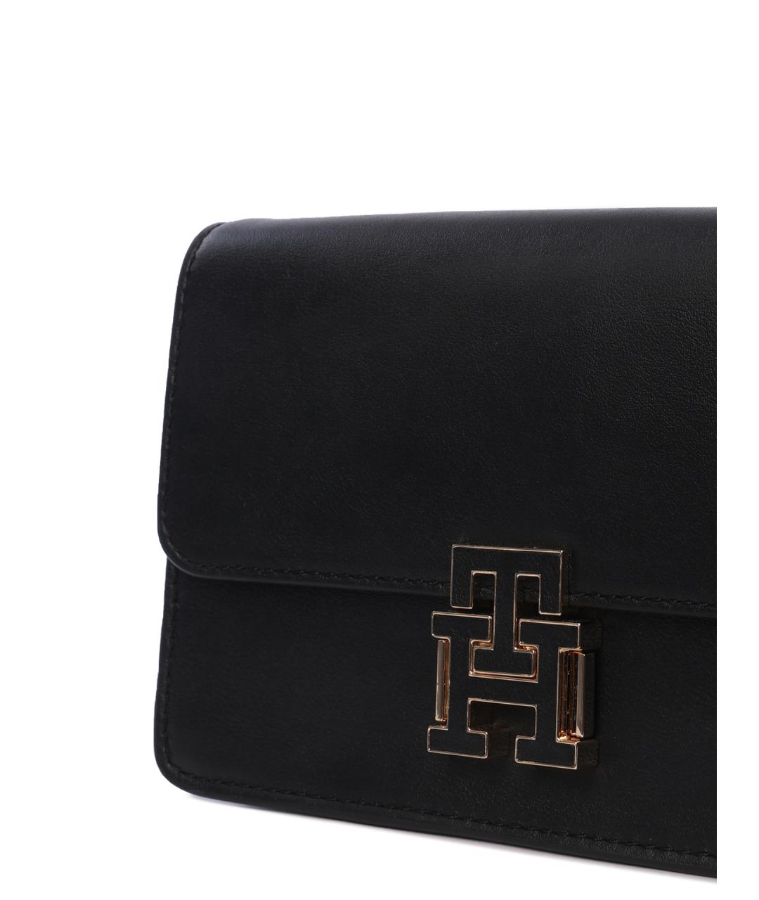TOMMY HILFIGER Черная кожаная сумка через плечо, фото 6