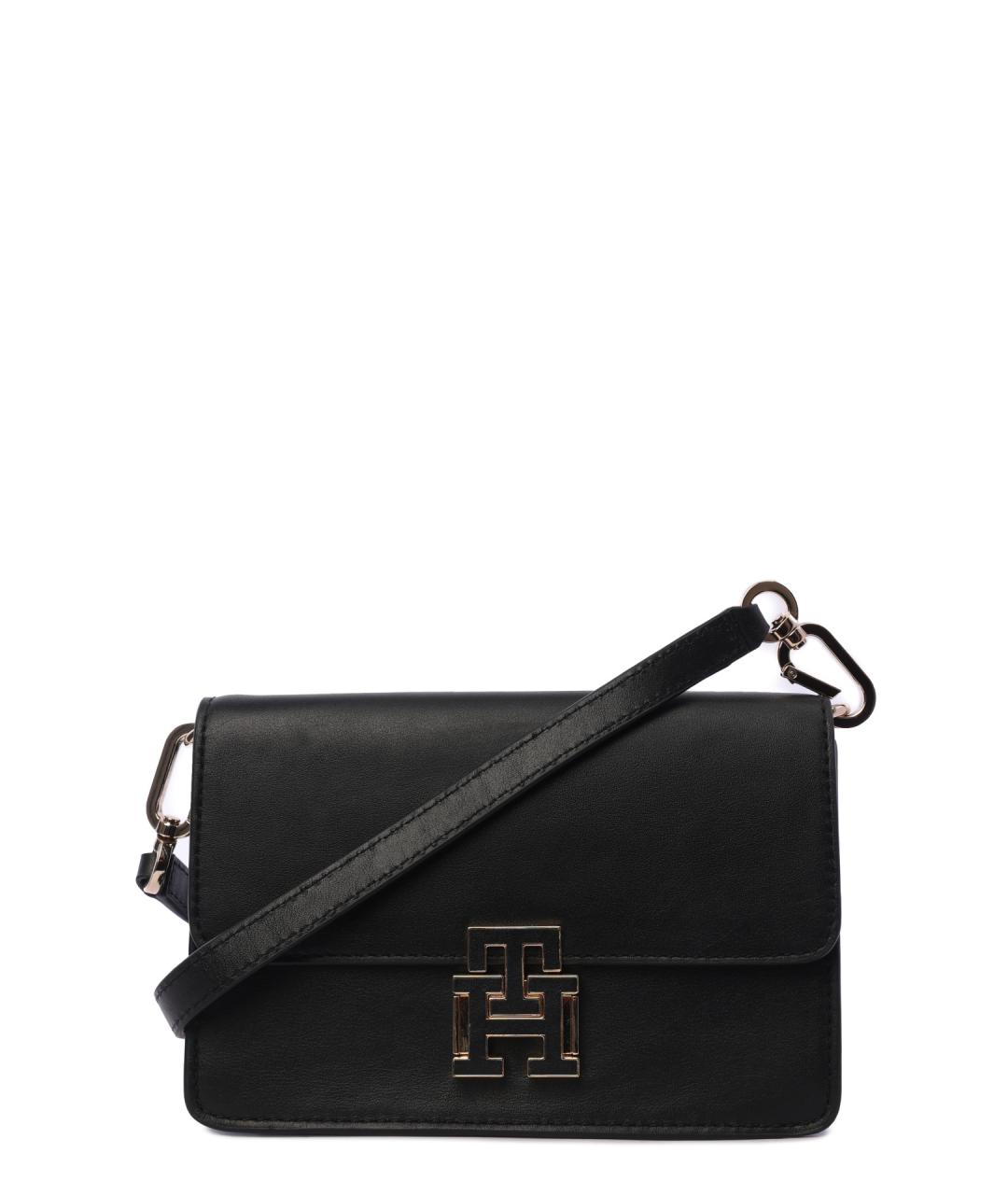 TOMMY HILFIGER Черная кожаная сумка через плечо, фото 1