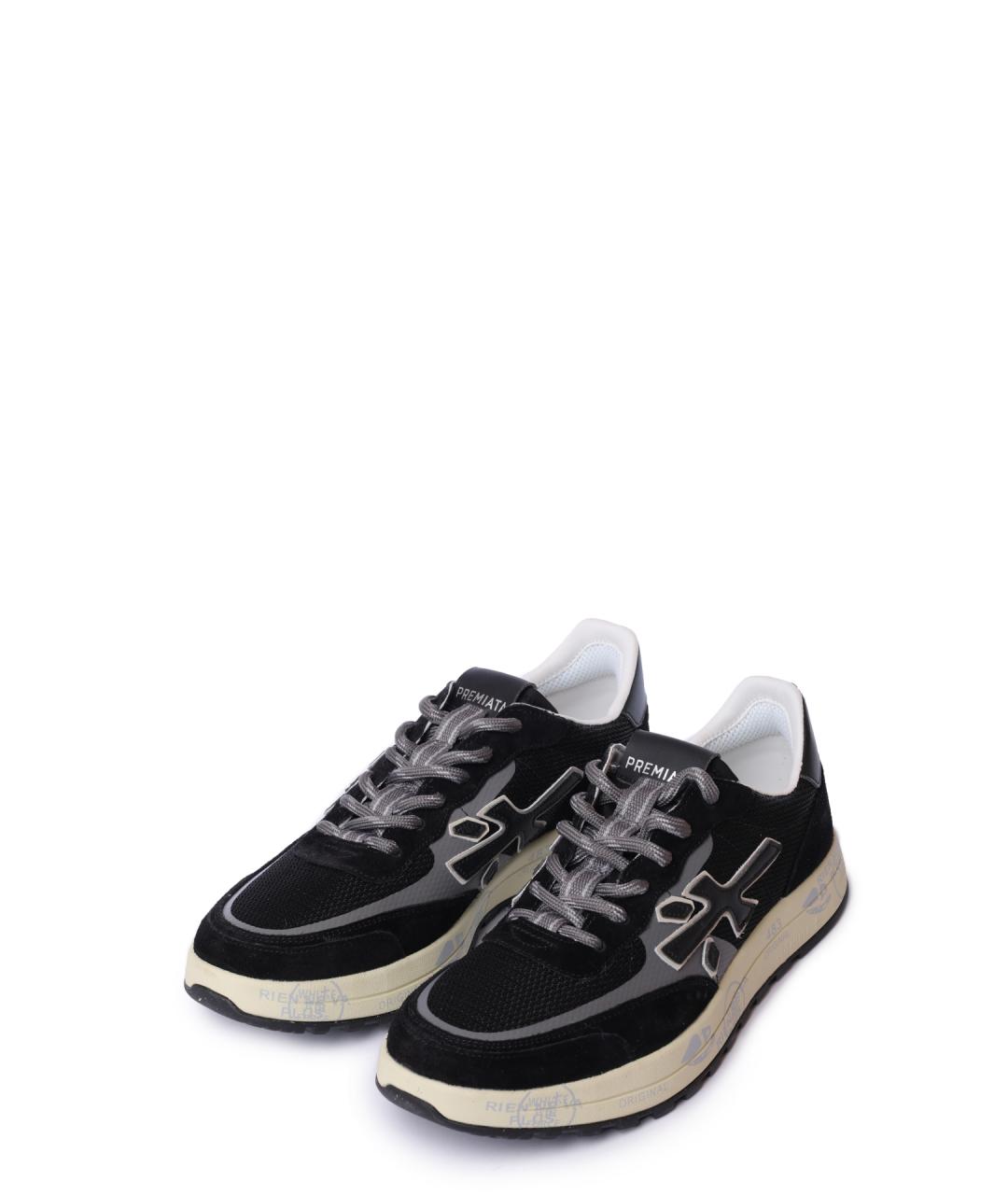 PREMIATA Черные кожаные низкие кроссовки / кеды, фото 2