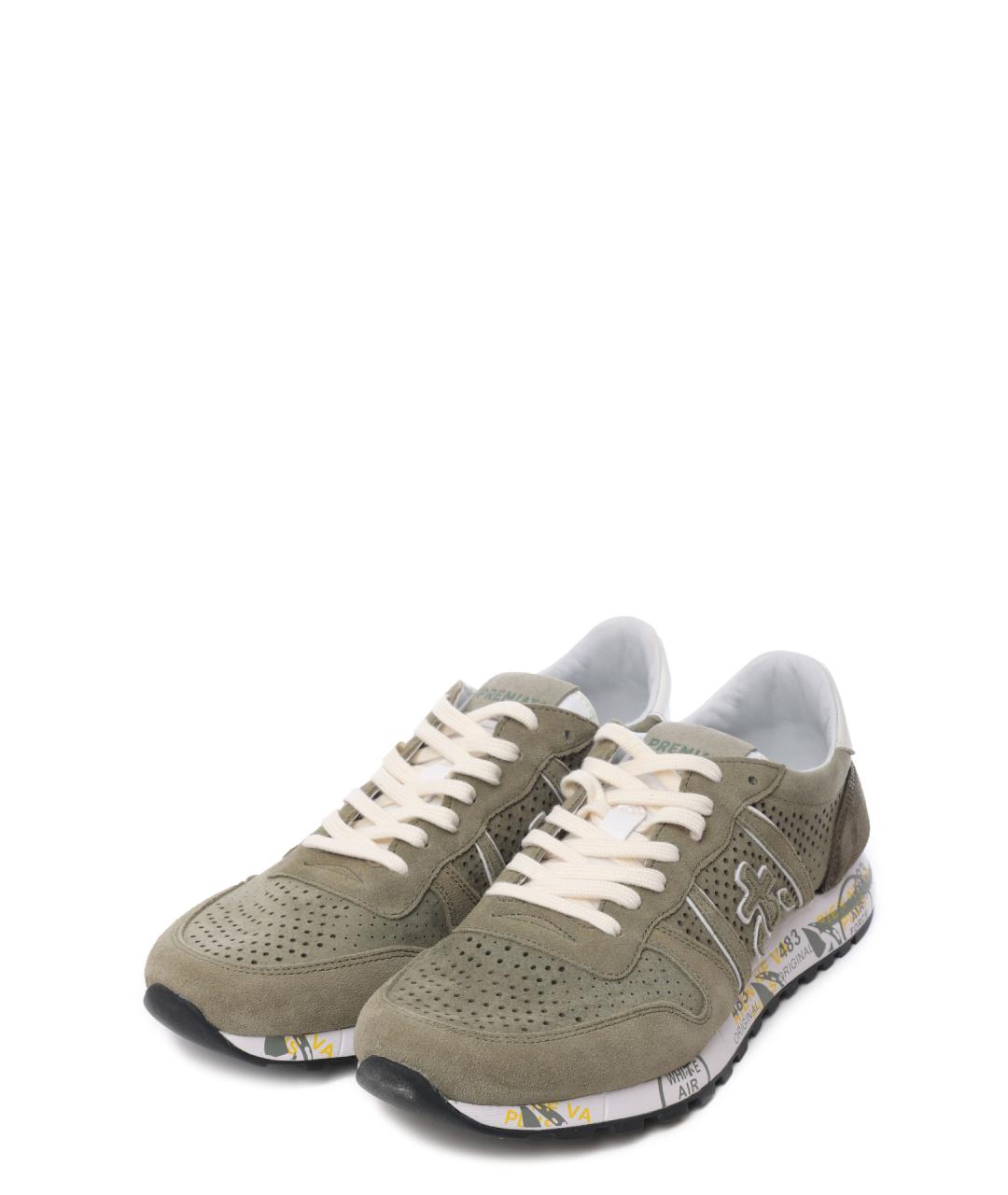 PREMIATA Хаки замшевые низкие кроссовки / кеды, фото 2