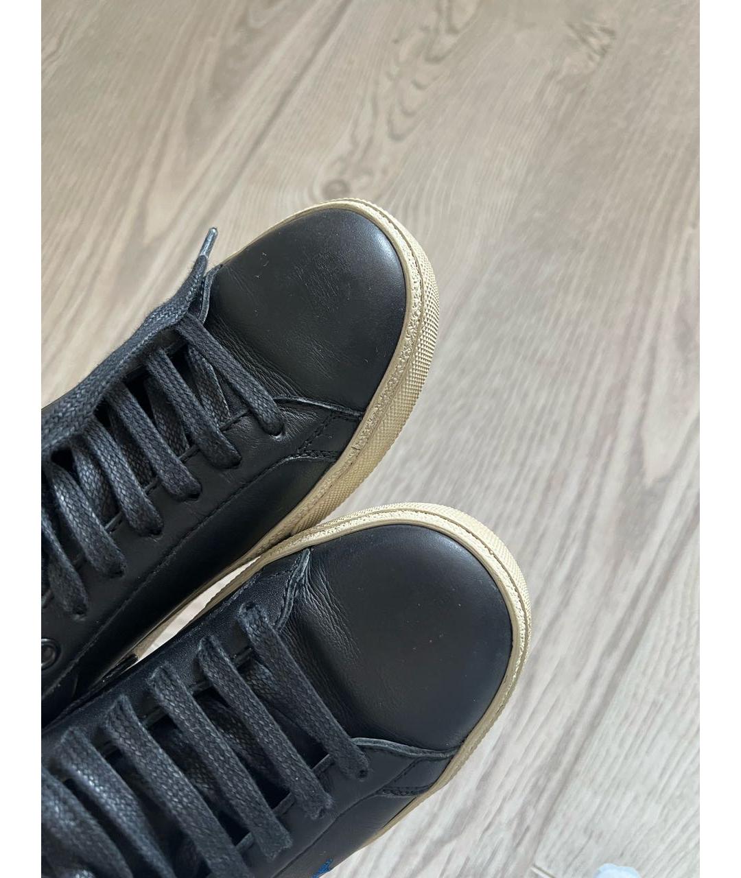 SAINT LAURENT Черные кожаные кеды, фото 2