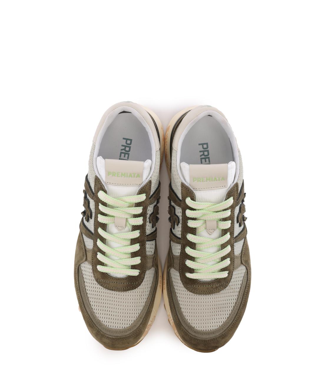 PREMIATA Бежевые текстильные низкие кроссовки / кеды, фото 5