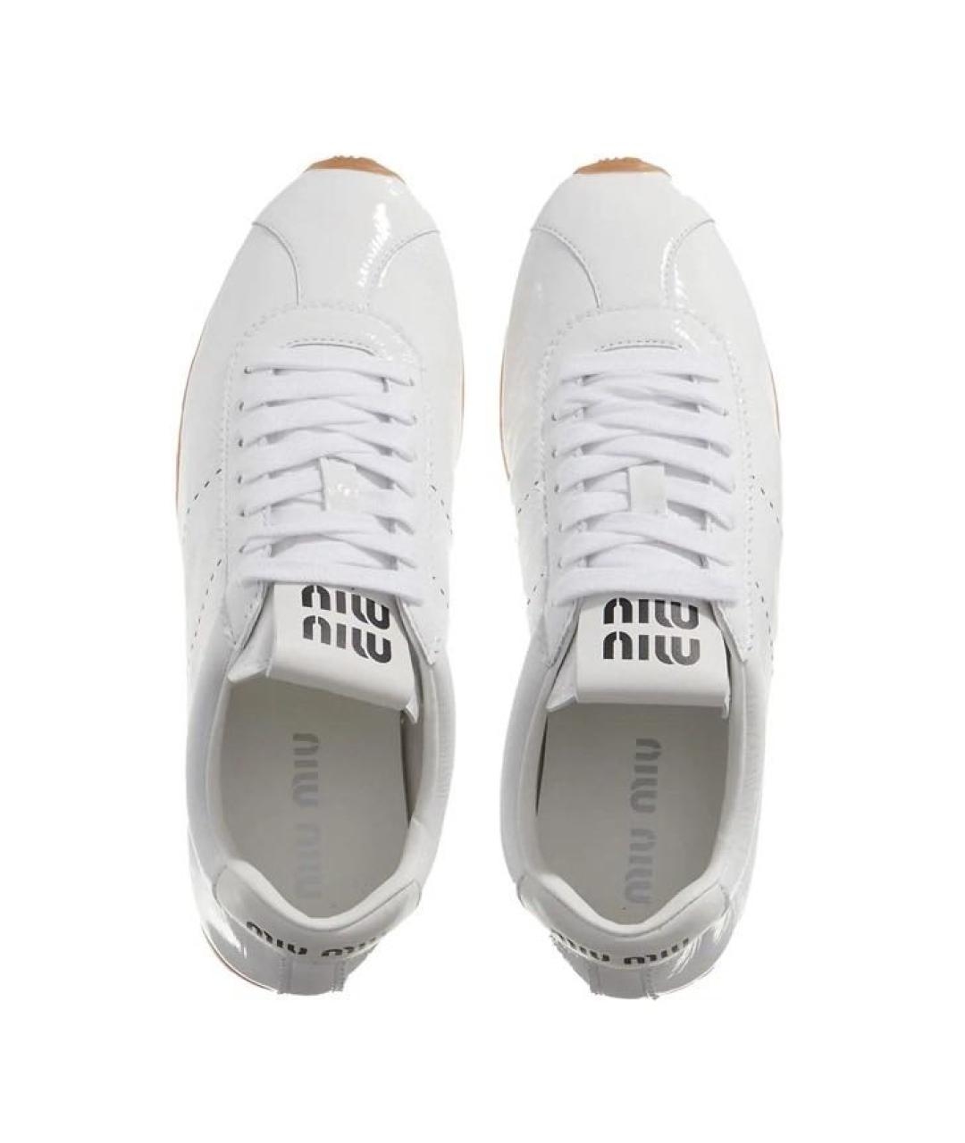 MIU MIU Белые кожаные кроссовки, фото 3