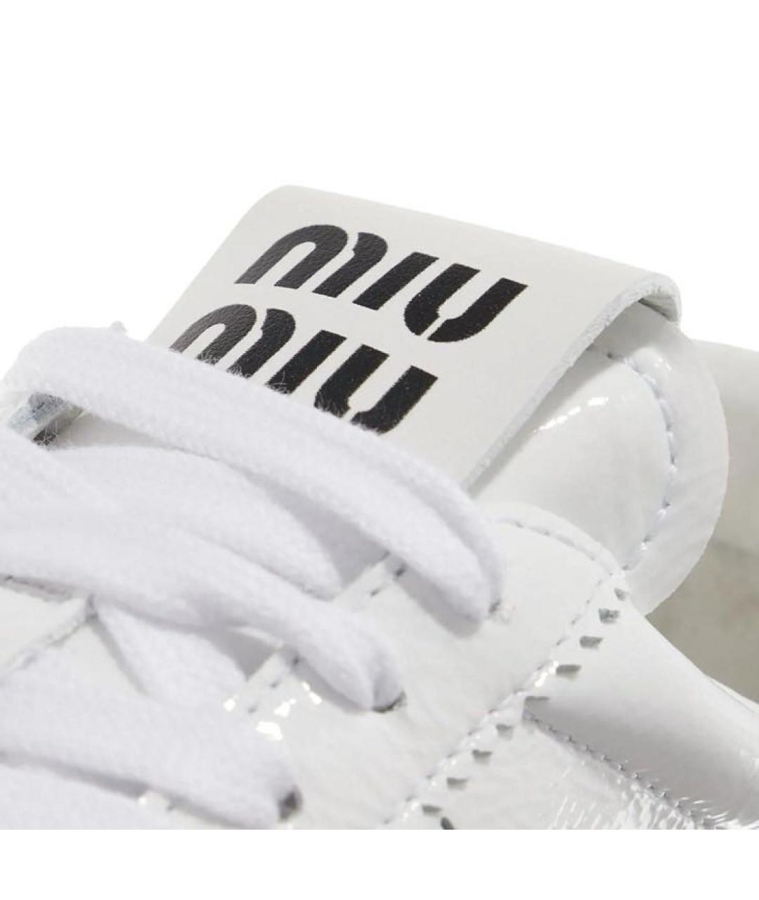 MIU MIU Белые кожаные кроссовки, фото 4