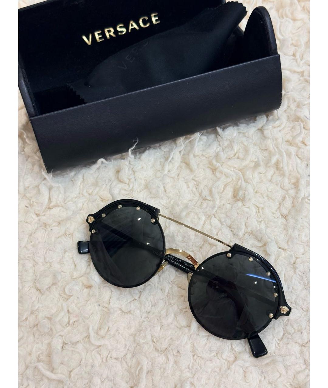 VERSACE Черные металлические солнцезащитные очки, фото 6