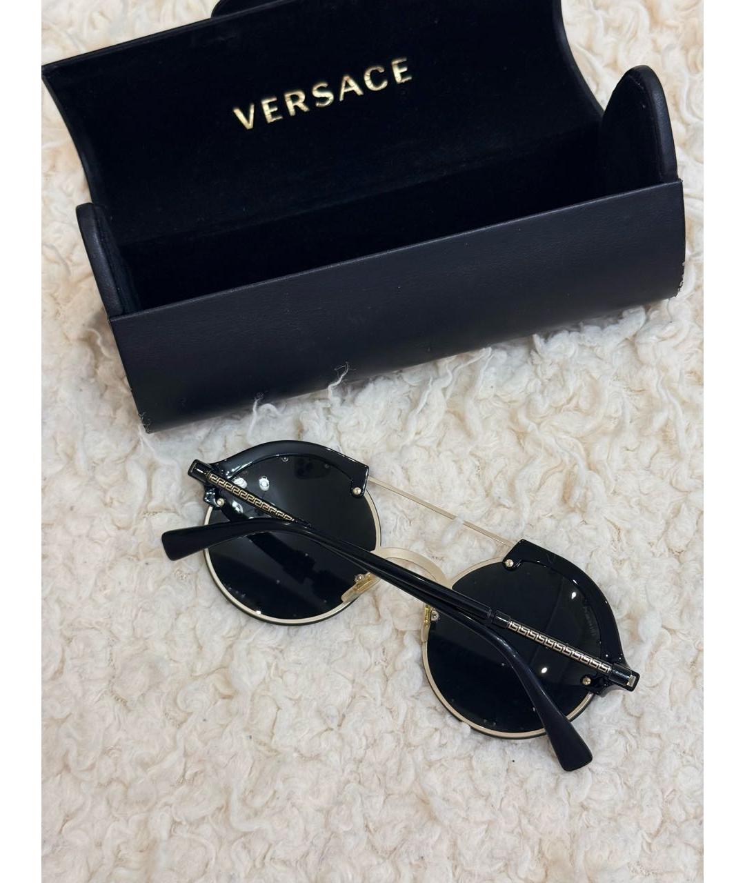 VERSACE Черные металлические солнцезащитные очки, фото 3